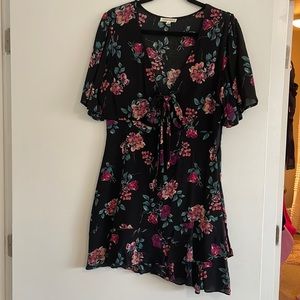 American Threads - Black floral cutout dress